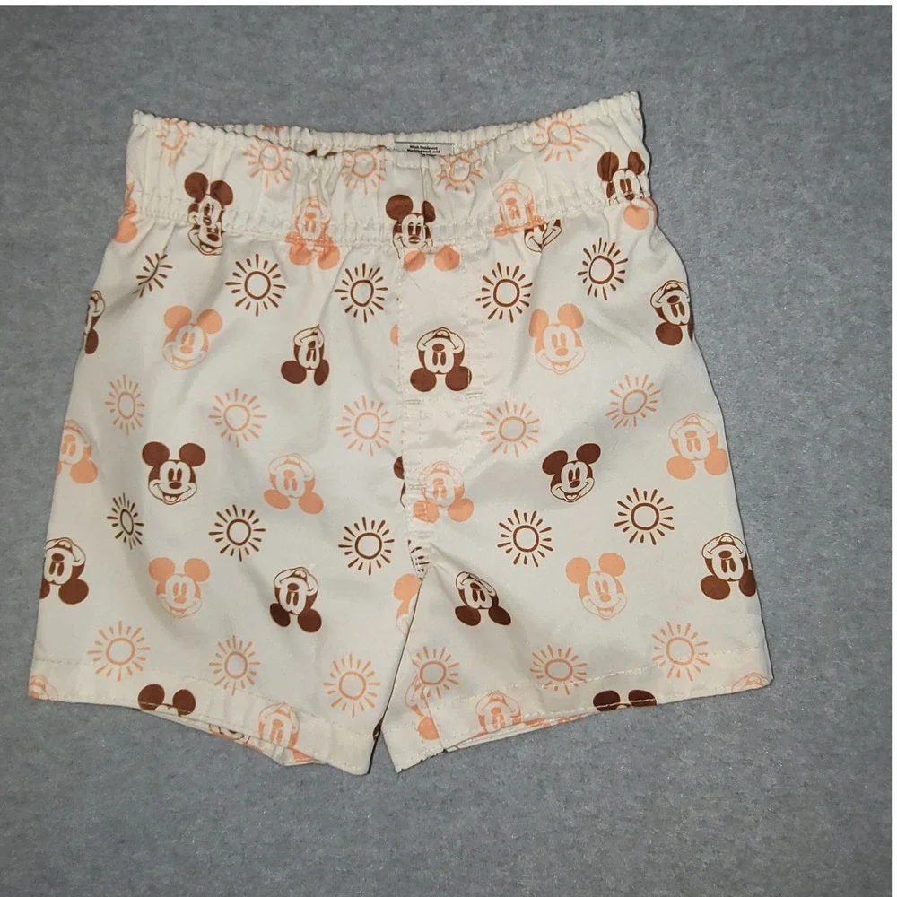 Disney Junior Mickey Mouse Toddler Swim Trunks Cream Sun Print 18M Mesh Lined